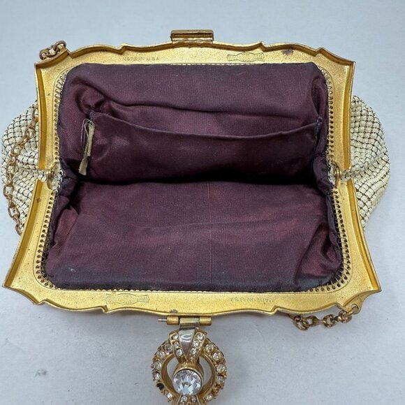 Whiting & Davis Co Mesh Bag USA Made‎ Art Deco Jeweled Closure Vintage - Picture 11 of 16